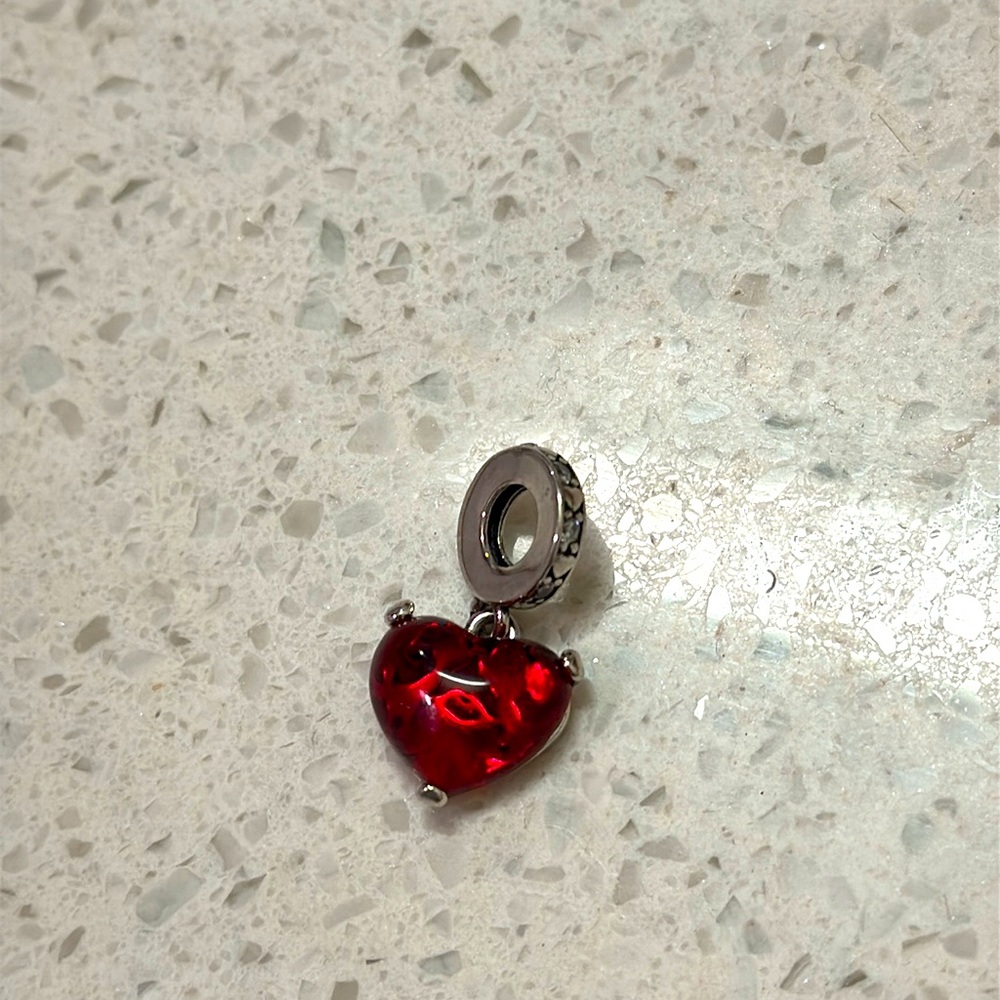 NEW Mickey + Minnie Mouse Heart-Shaped Red Pendant, OS